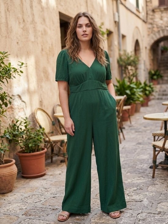 Old Navy Pants - Old Navy Puff Sleeve V-Neck Jumpsuit Cottagecore Boho Wide Leg